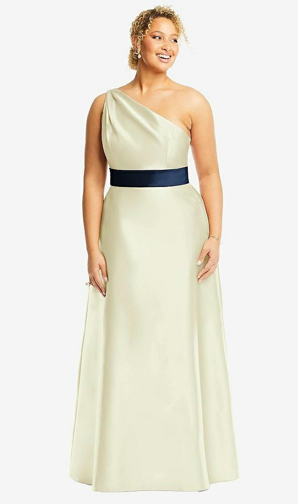 draped one-shoulder satin maxi dress with pockets