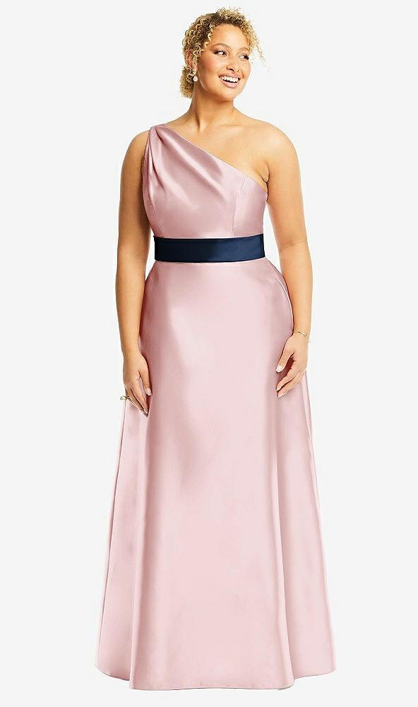 draped one-shoulder satin maxi dress with pockets