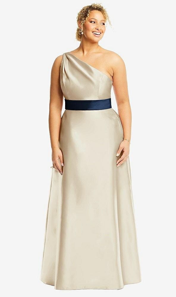 draped one-shoulder satin maxi dress with pockets
