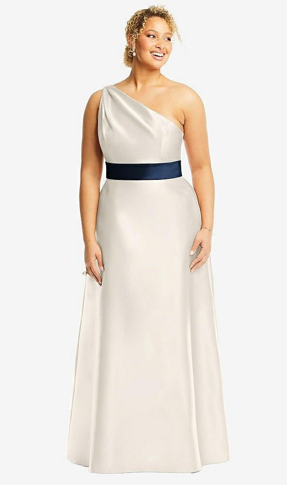 draped one-shoulder satin maxi dress with pockets