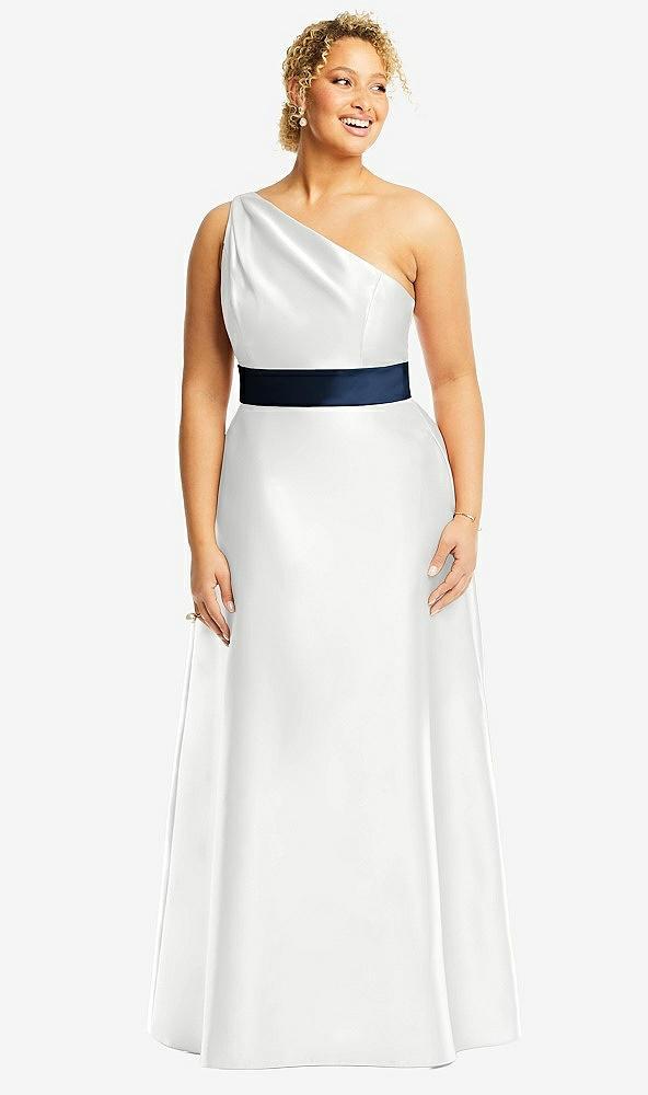 draped one-shoulder satin maxi dress with pockets