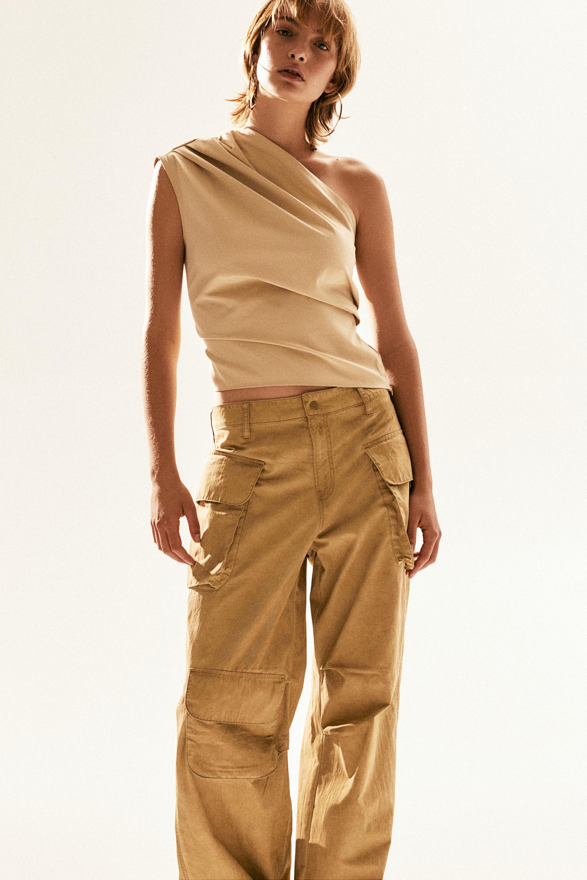 draped one-shoulder top