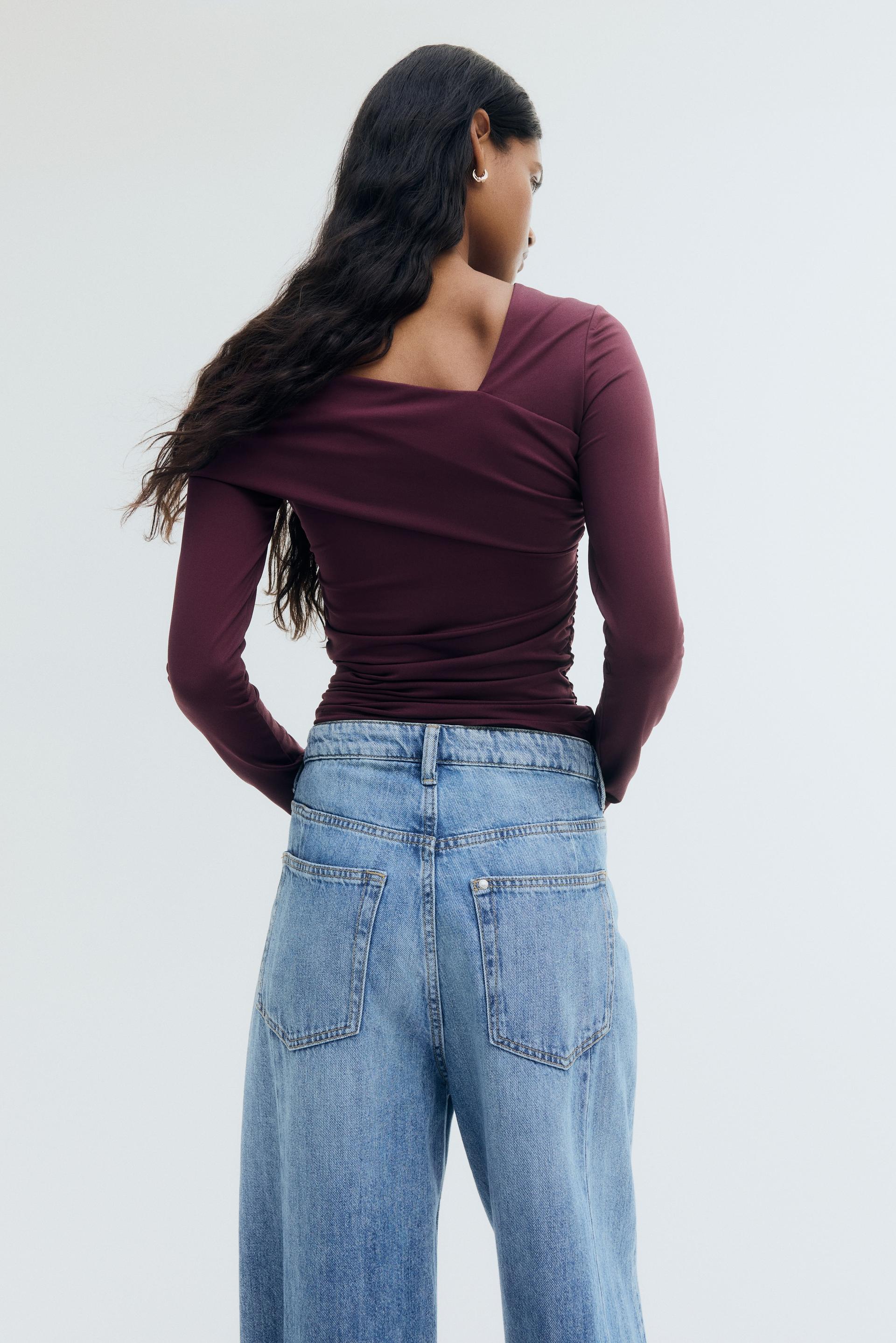 draped one-shoulder top