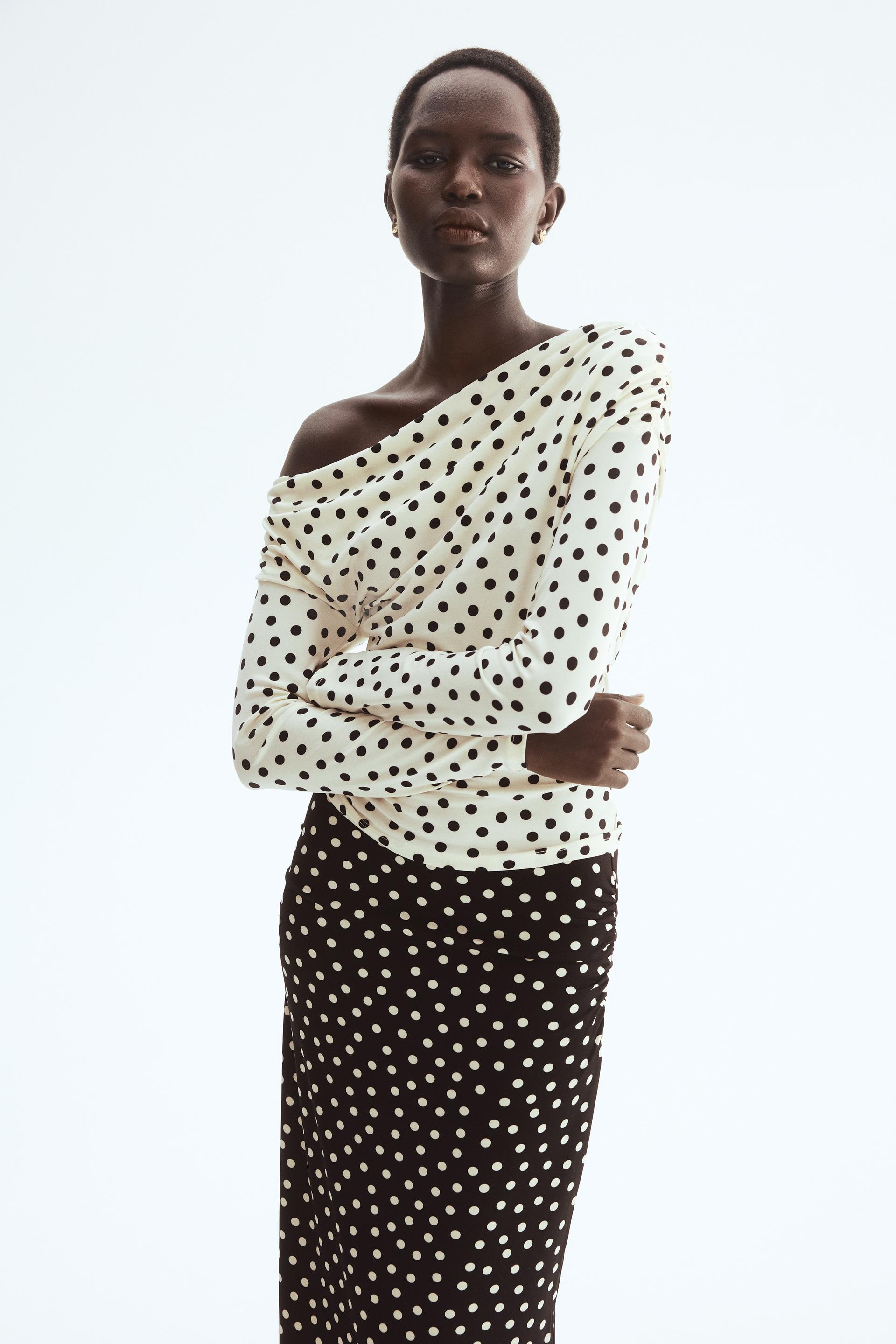 draped one-shoulder top