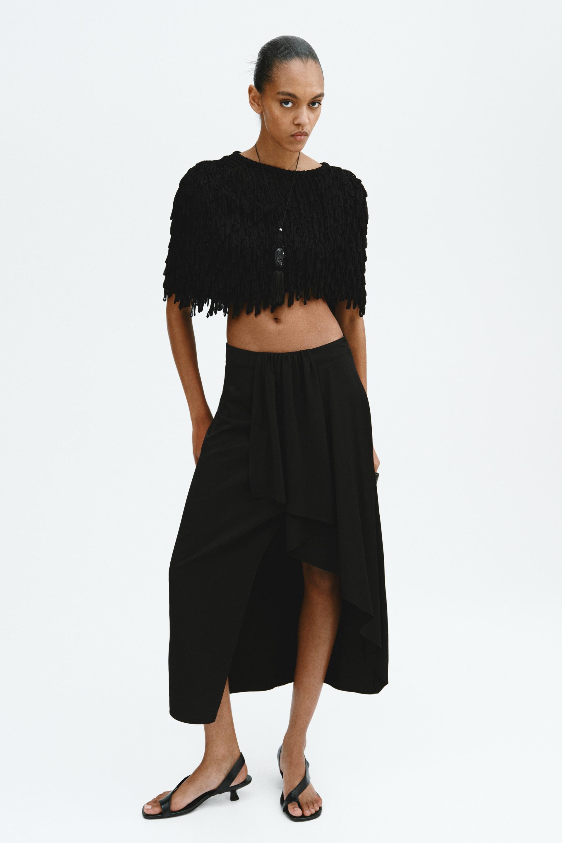 draped-panel asymmetric skirt