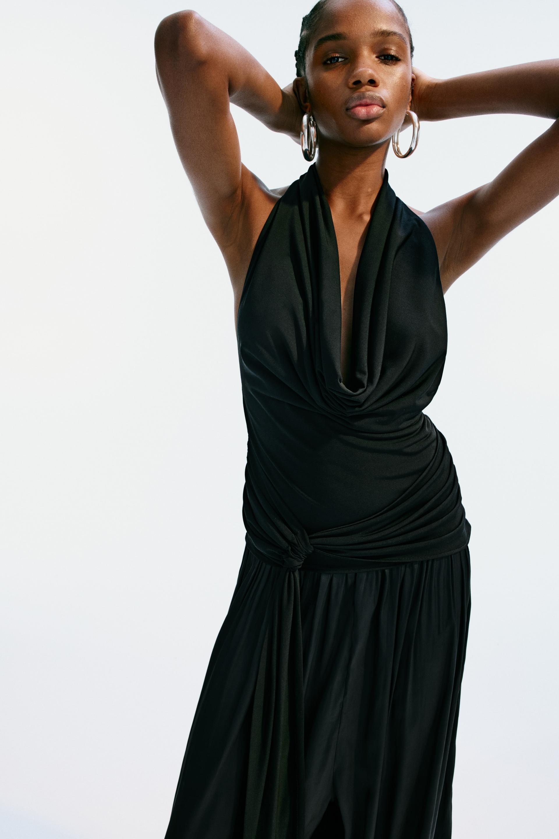draped-panel halterneck top