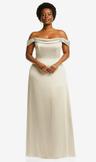 draped pleat off-the-shoulder maxi dress