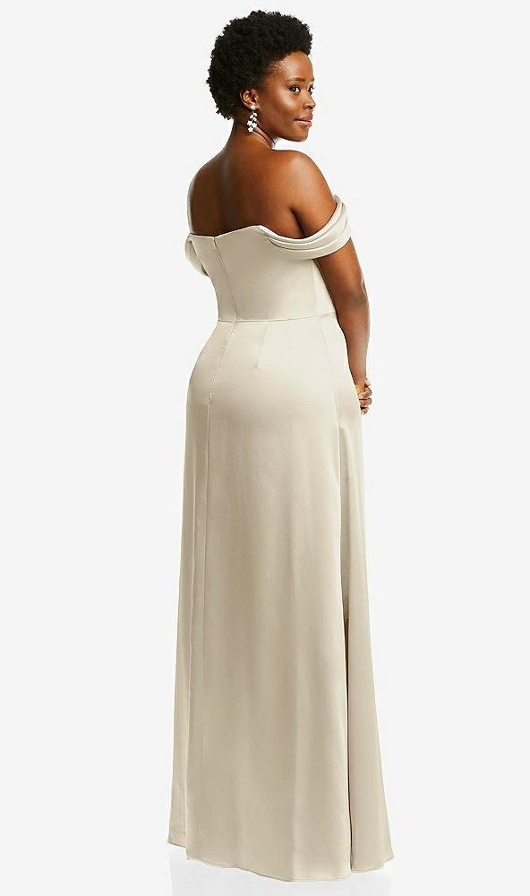 draped pleat off-the-shoulder maxi dress