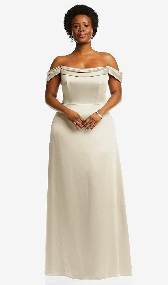 draped pleat off-the-shoulder maxi dress