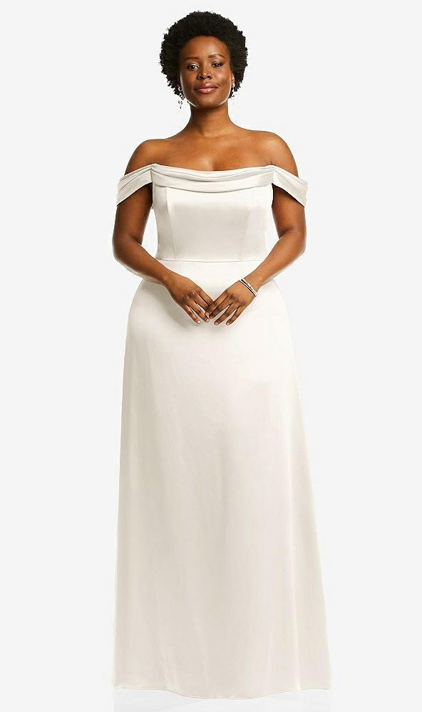 draped pleat off-the-shoulder maxi dress