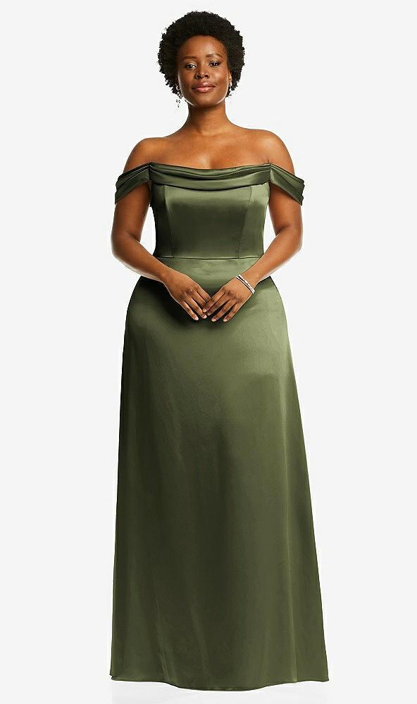 draped pleat off-the-shoulder maxi dress