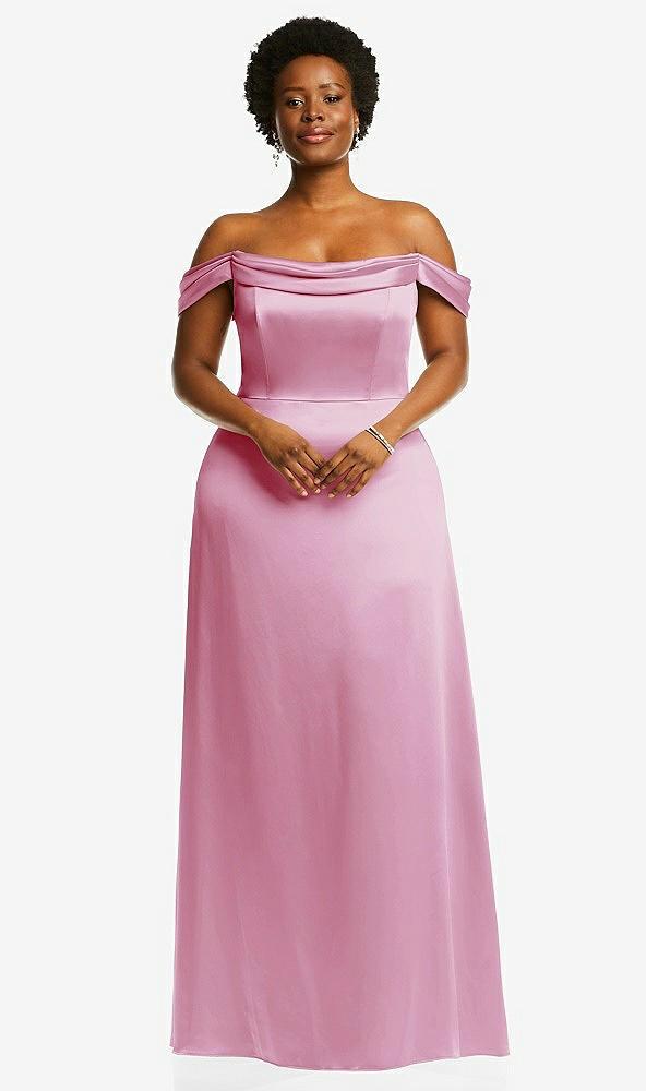 draped pleat off-the-shoulder maxi dress