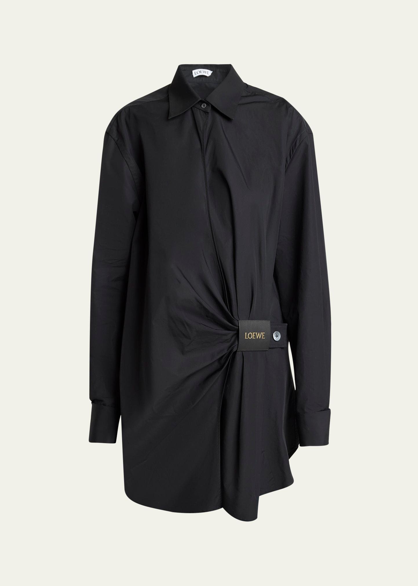 draped poplin mini shirtdress