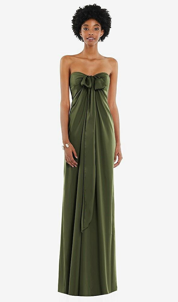 draped satin grecian column gown with convertible straps