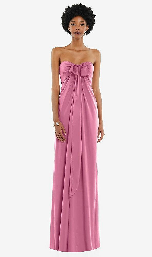 draped satin grecian column gown with convertible straps