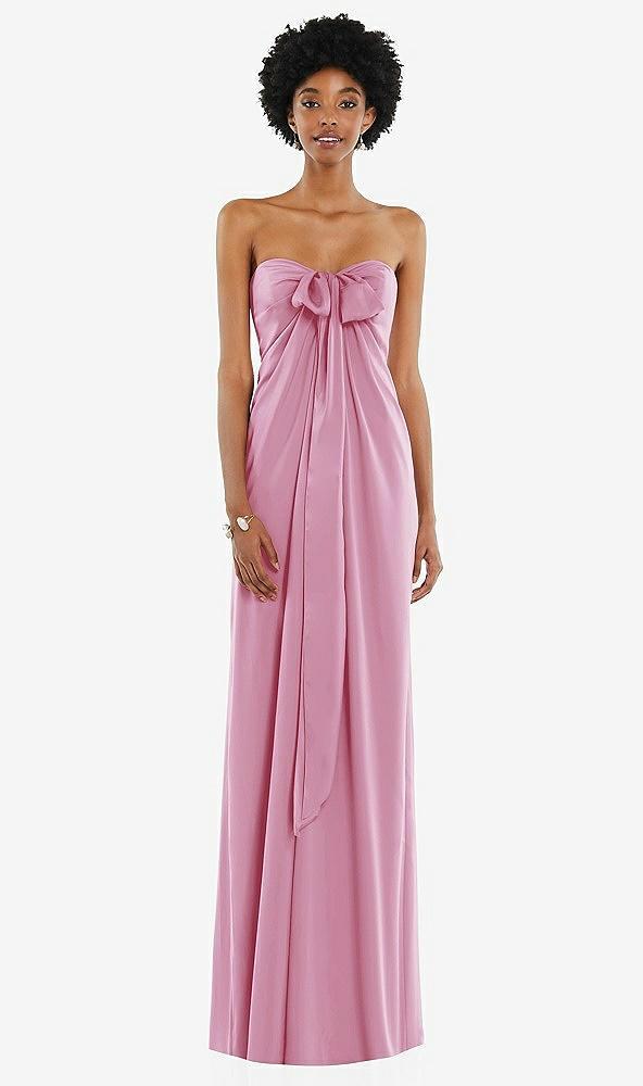 draped satin grecian column gown with convertible straps
