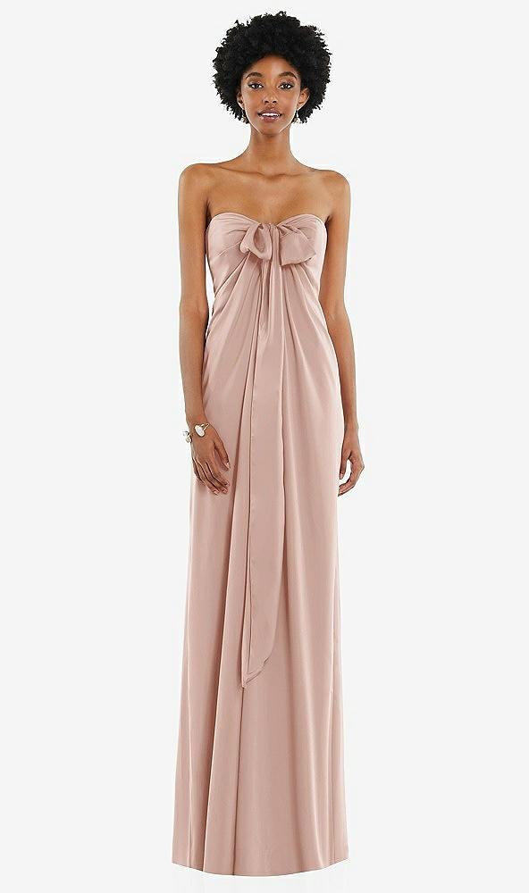 draped satin grecian column gown with convertible straps