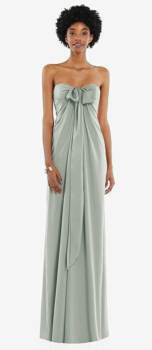 draped satin grecian column gown with convertible straps