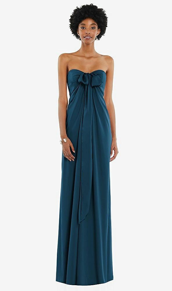 draped satin grecian column gown with convertible straps