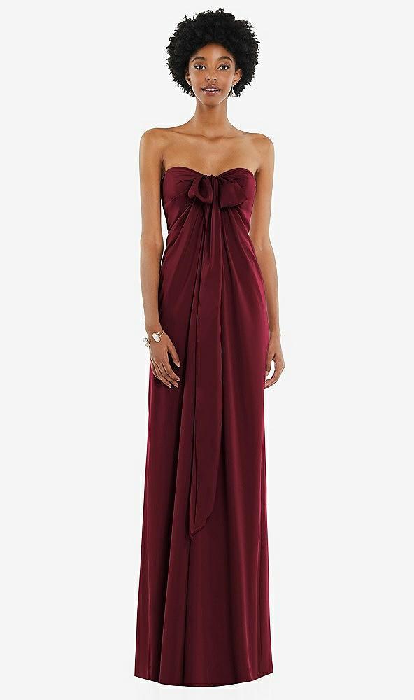 draped satin grecian column gown with convertible straps