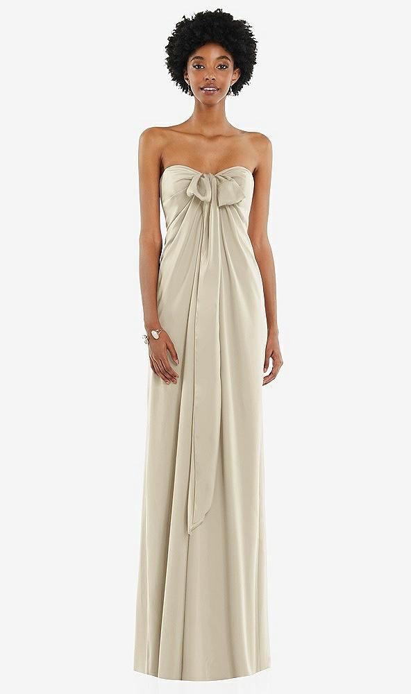 draped satin grecian column gown with convertible straps