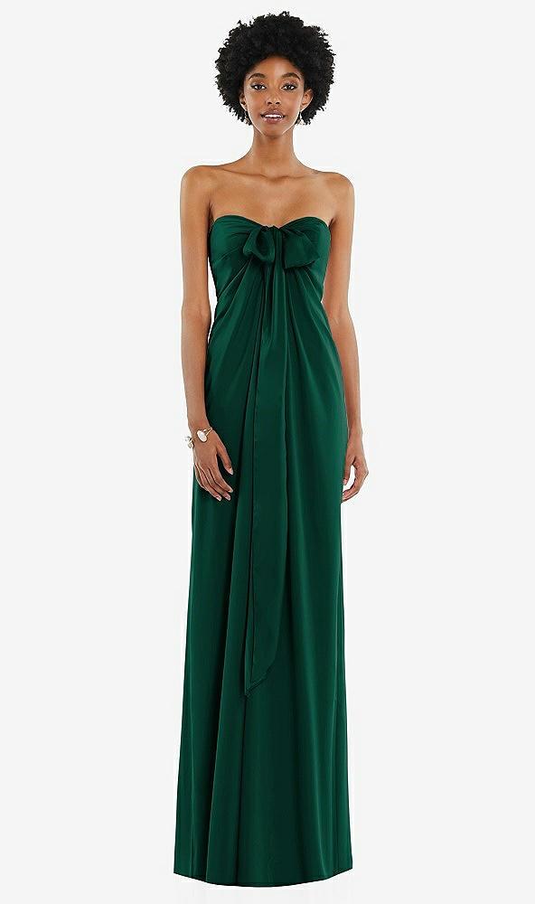 draped satin grecian column gown with convertible straps