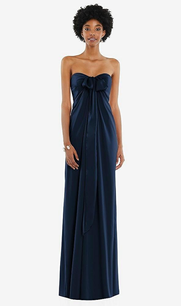 draped satin grecian column gown with convertible straps