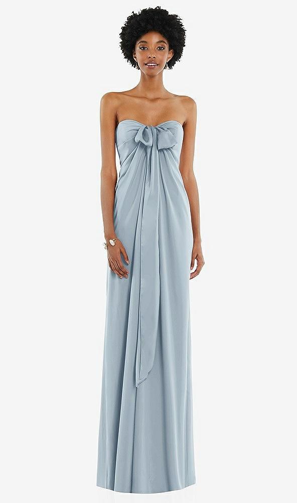 draped satin grecian column gown with convertible straps