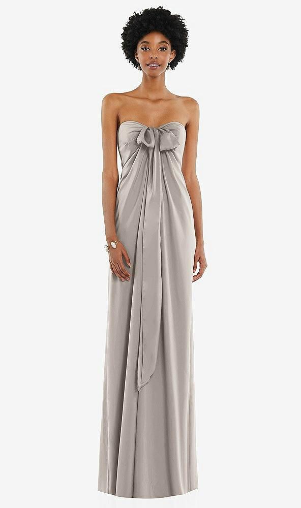 draped satin grecian column gown with convertible straps