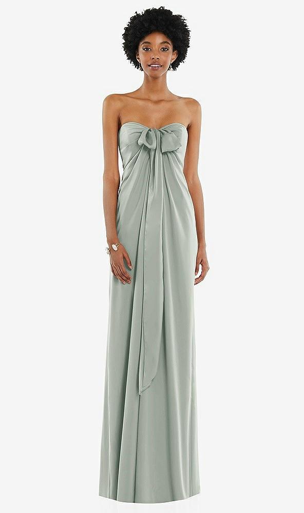 draped satin grecian column gown with convertible straps