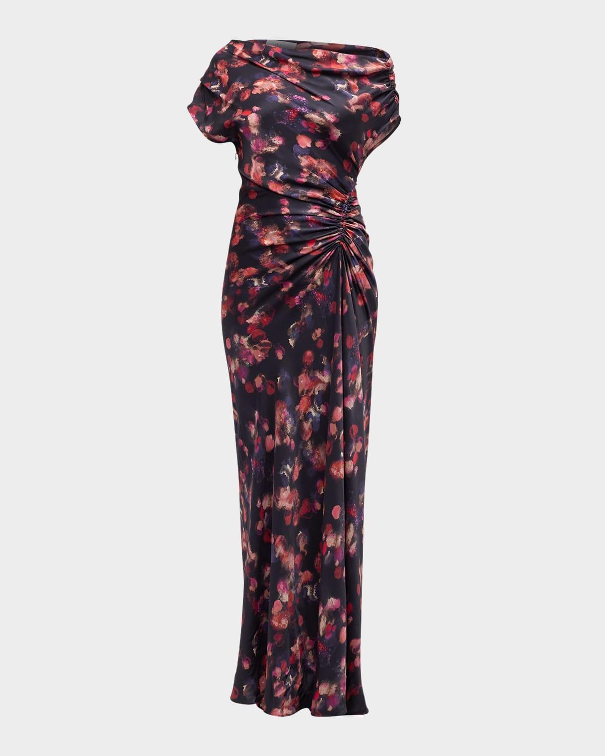 draped satin poppy gown