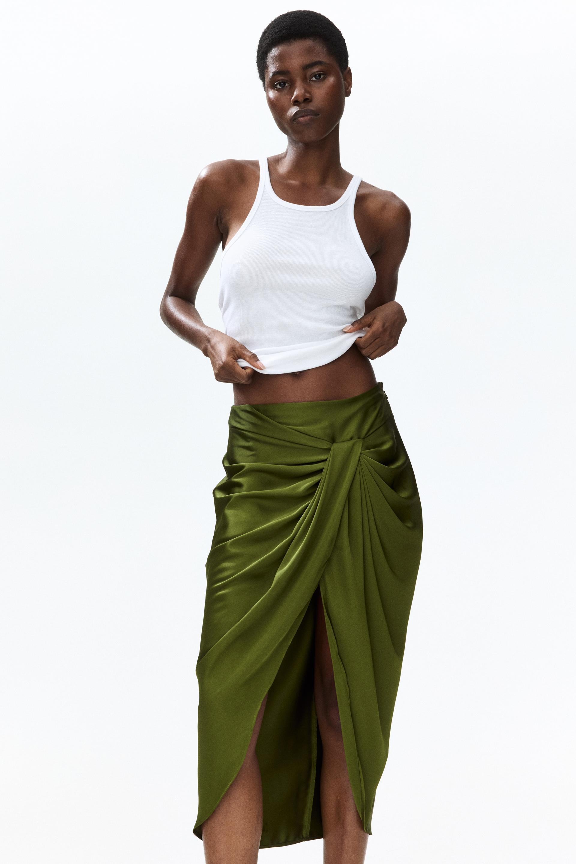 draped satin skirt