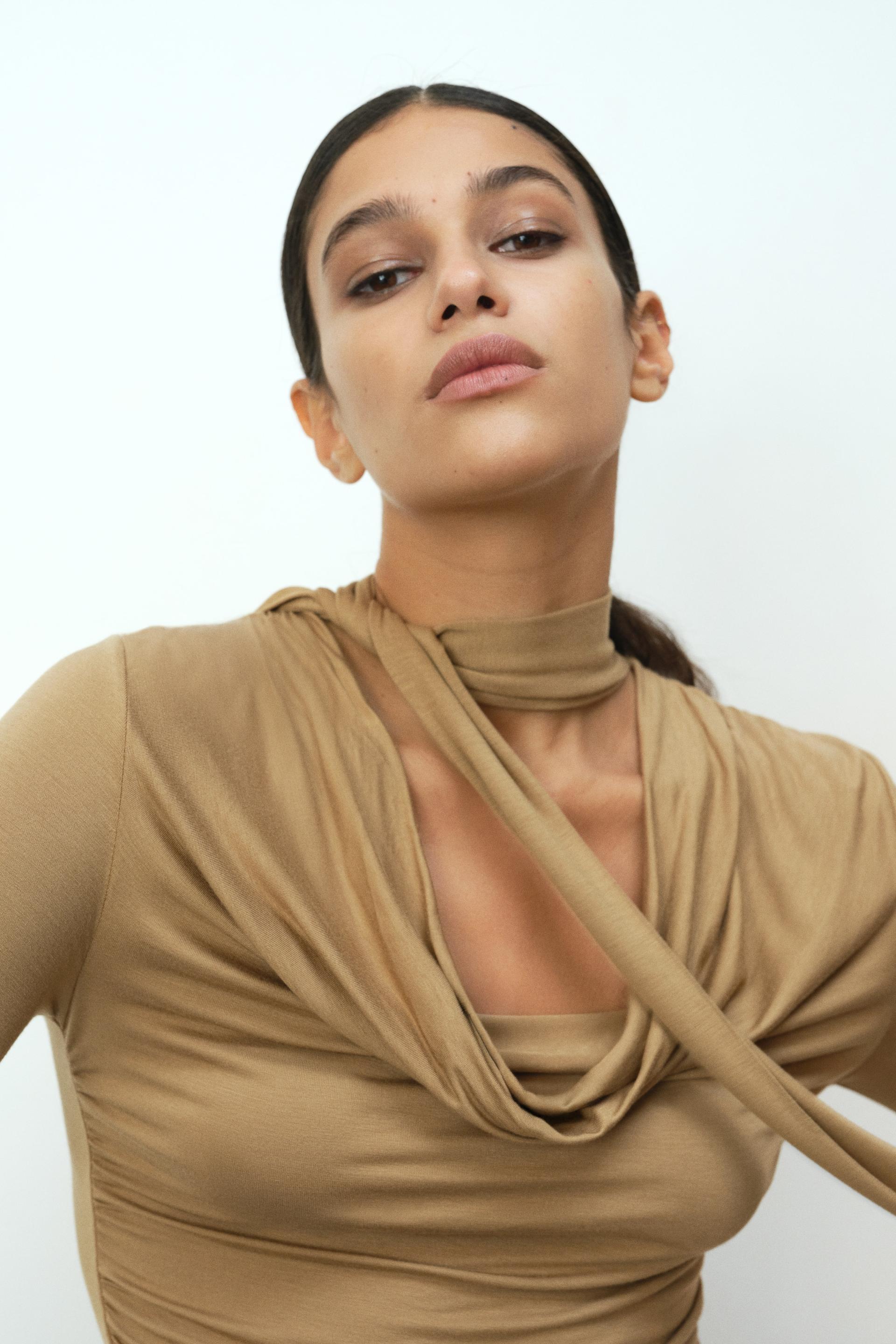 draped scarf-detail top