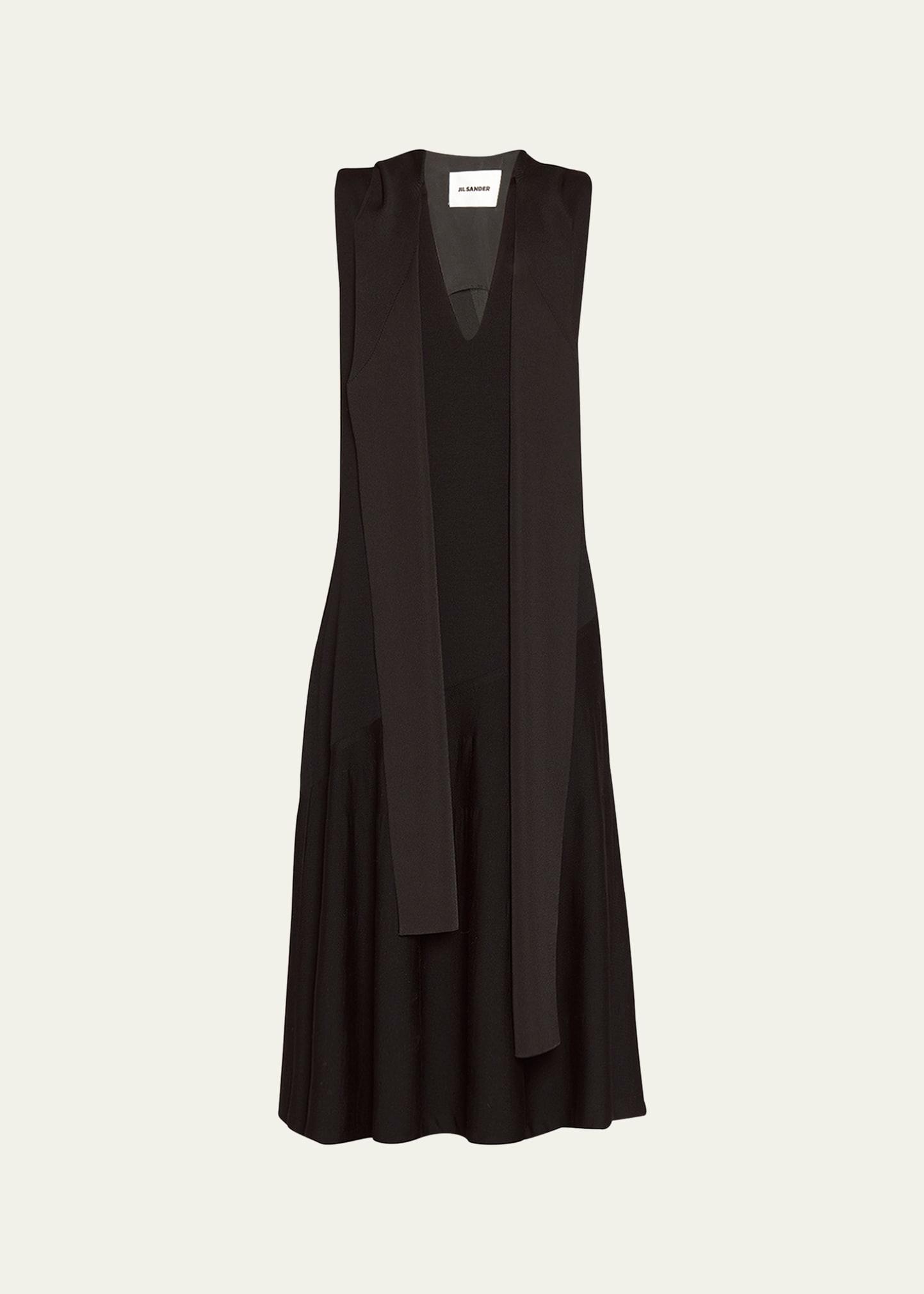 draped scarf midi dress