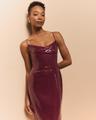 draped sequined sleeveless midi dress