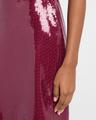 draped sequined sleeveless midi dress
