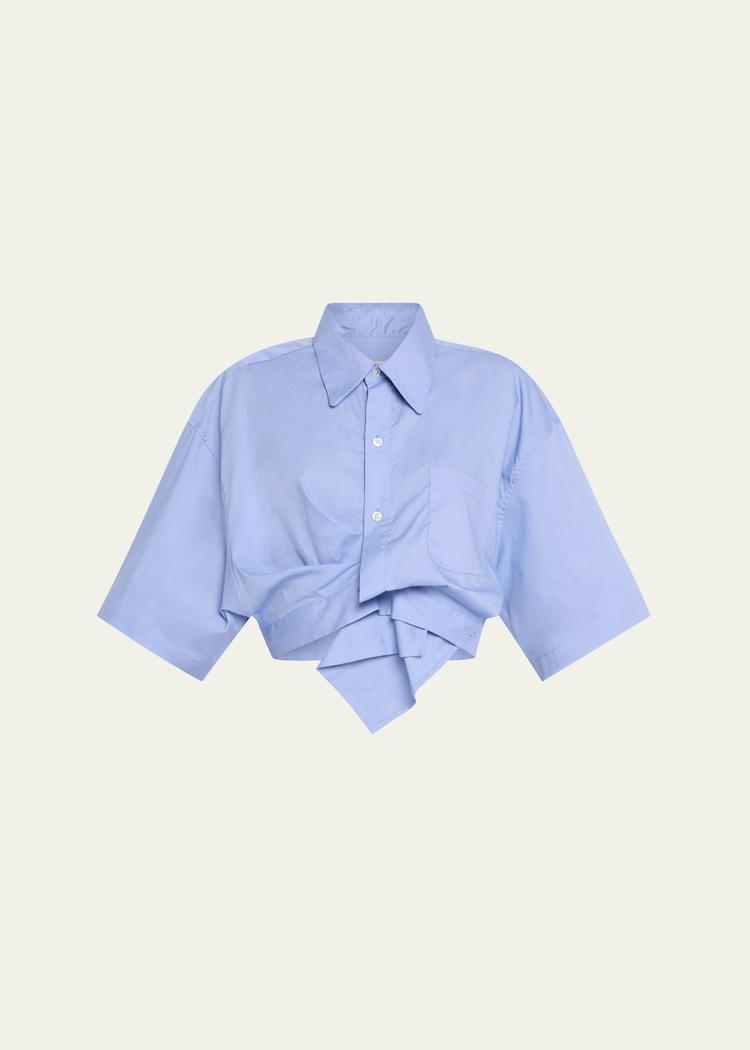 draped short-sleeve top