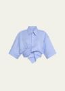 draped short-sleeve top