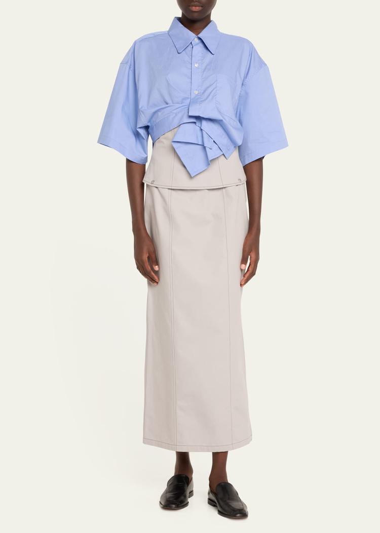 draped short-sleeve top