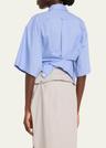 draped short-sleeve top