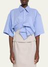 draped short-sleeve top