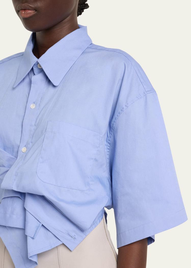draped short-sleeve top