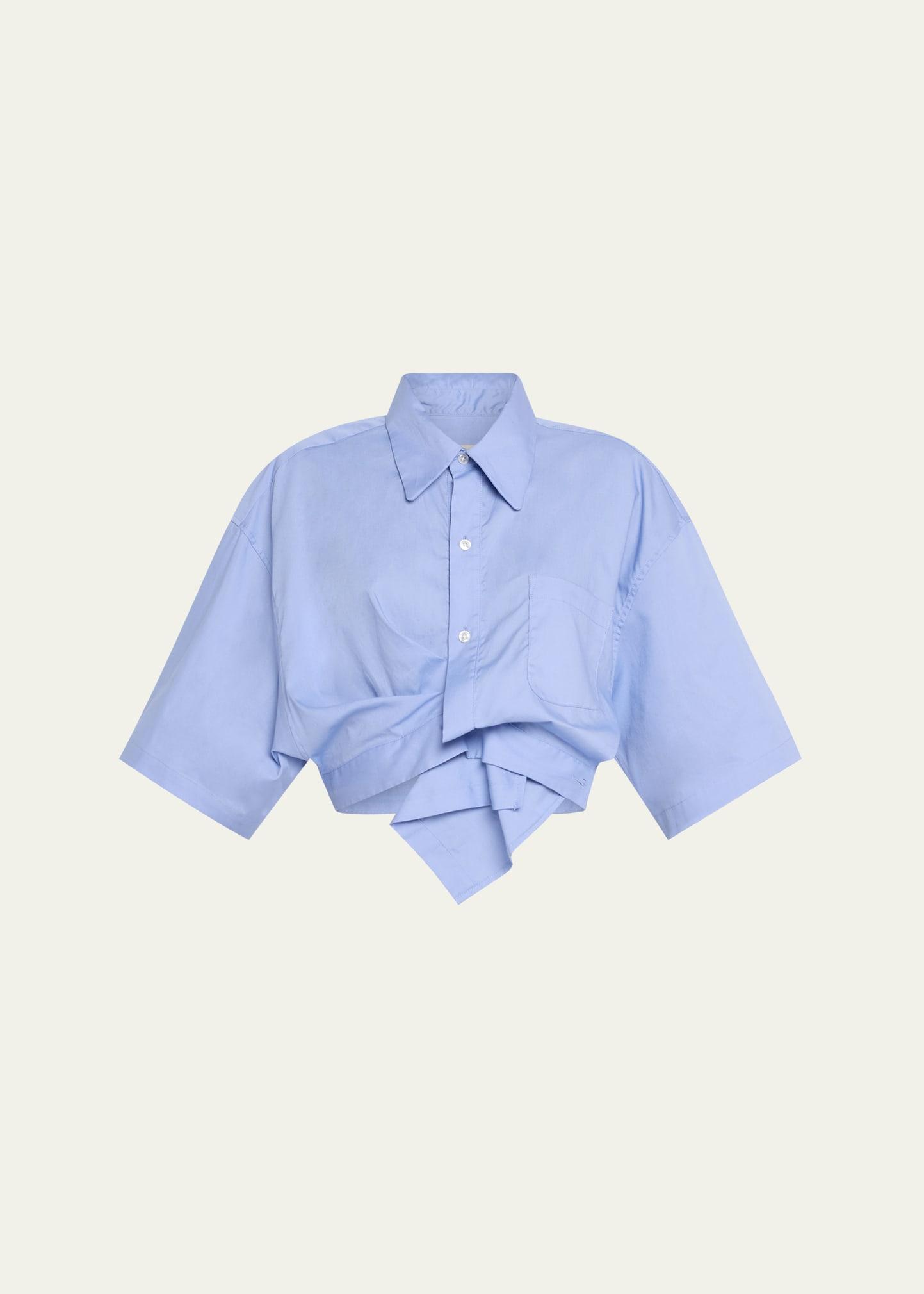 draped short-sleeve top