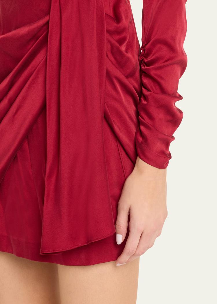 draped silk mini dress