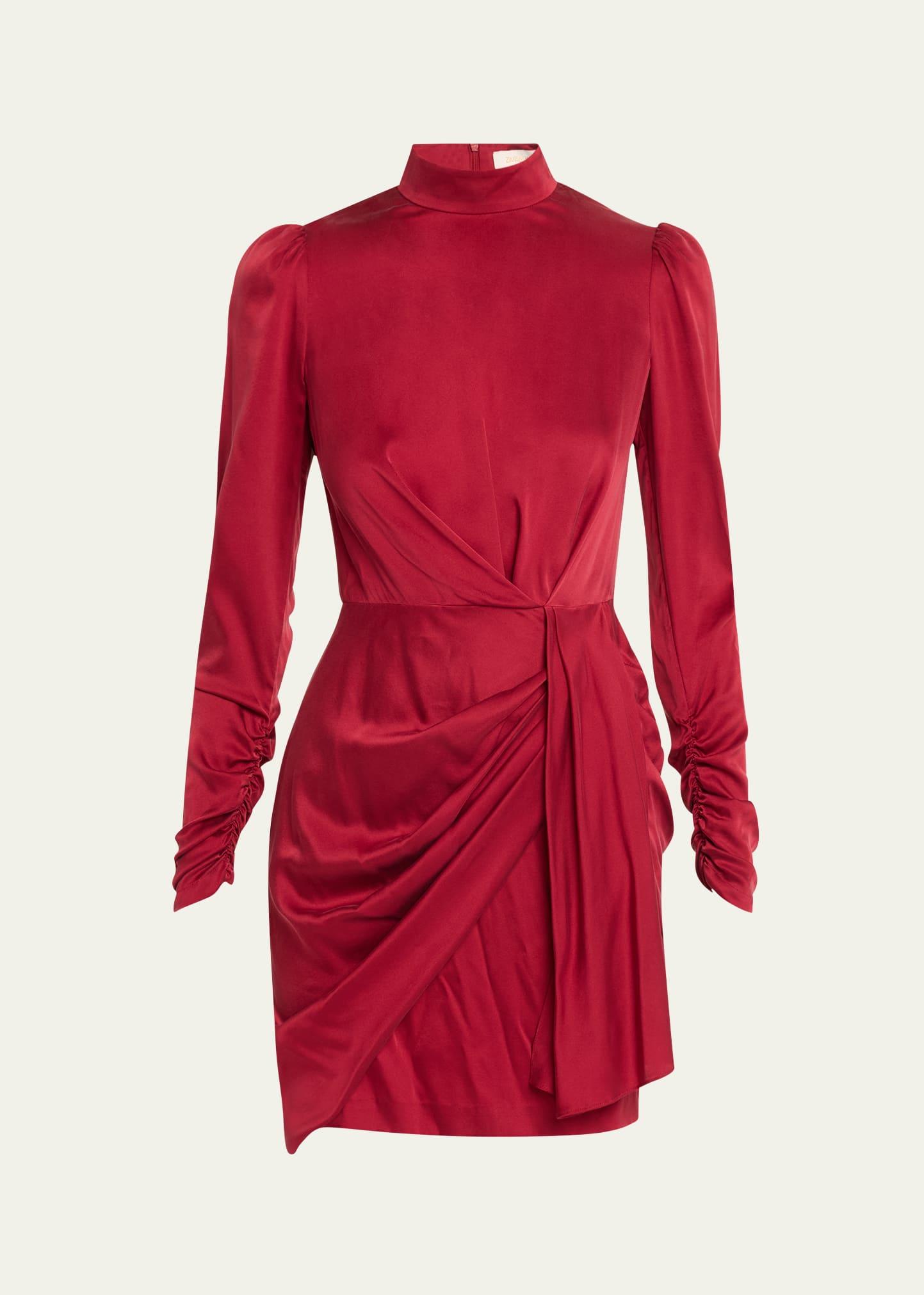 draped silk mini dress