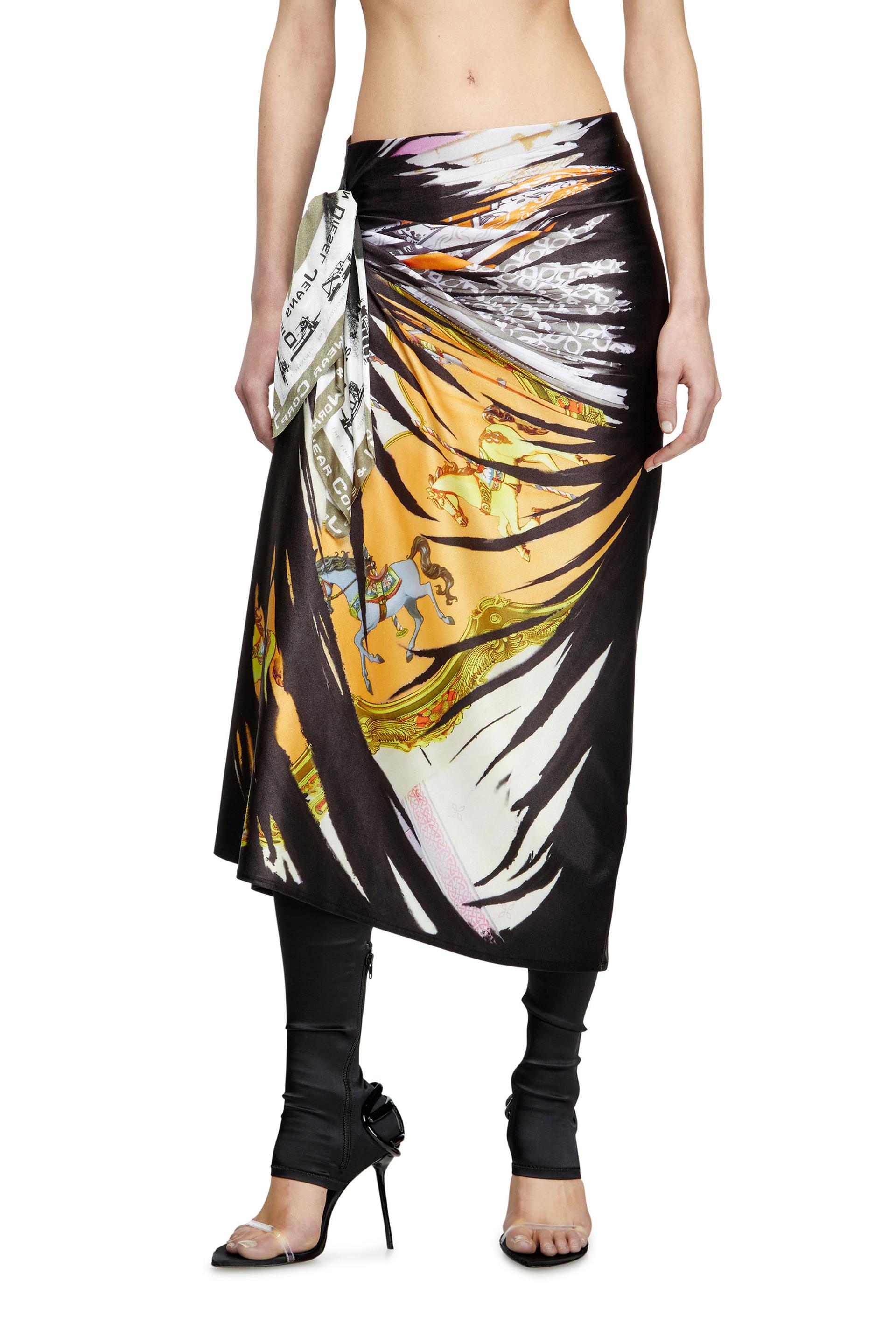 draped skirt with bandana print