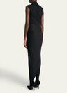 draped sleeveless asymmetric midi dress