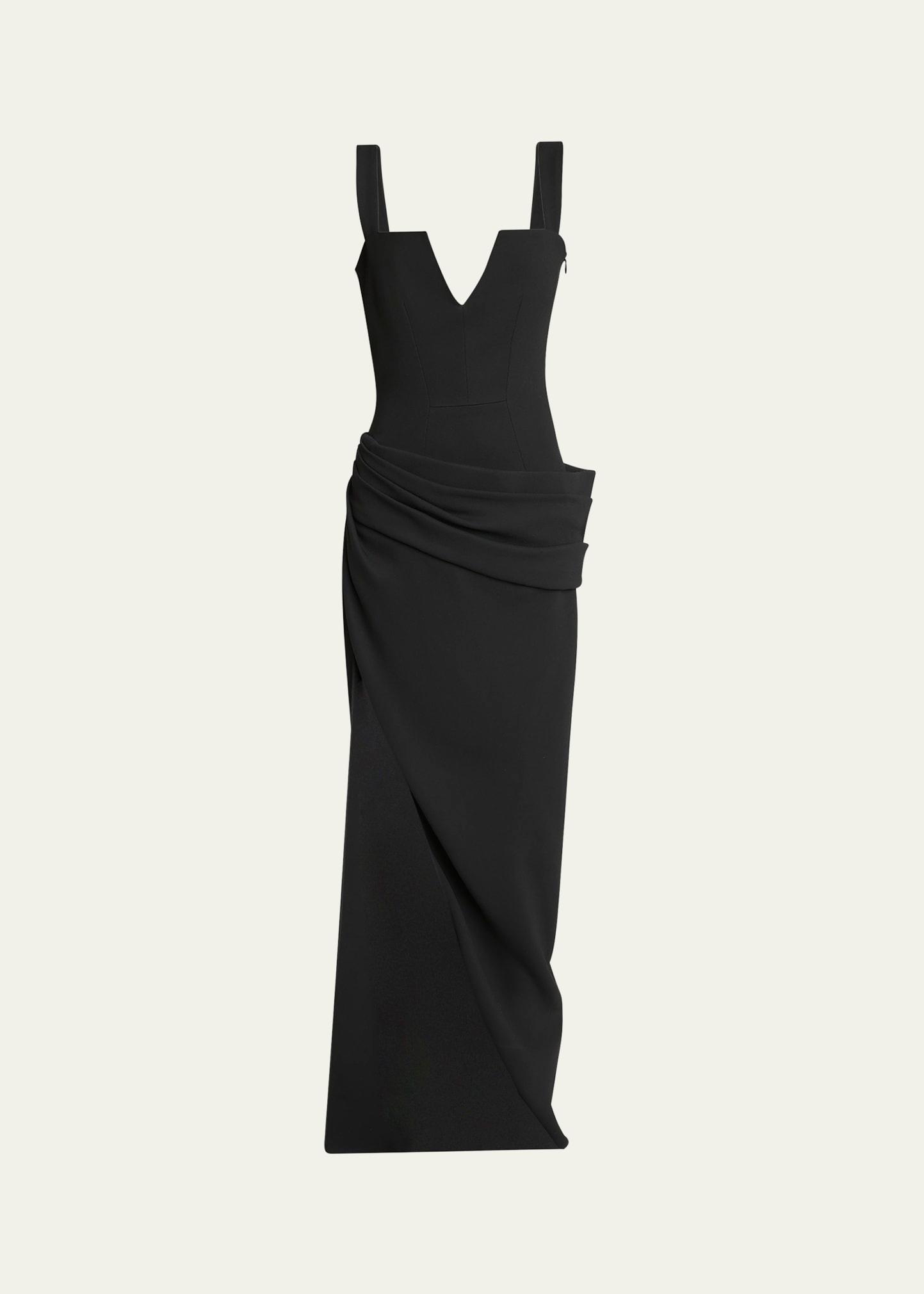 draped sleeveless slit gown