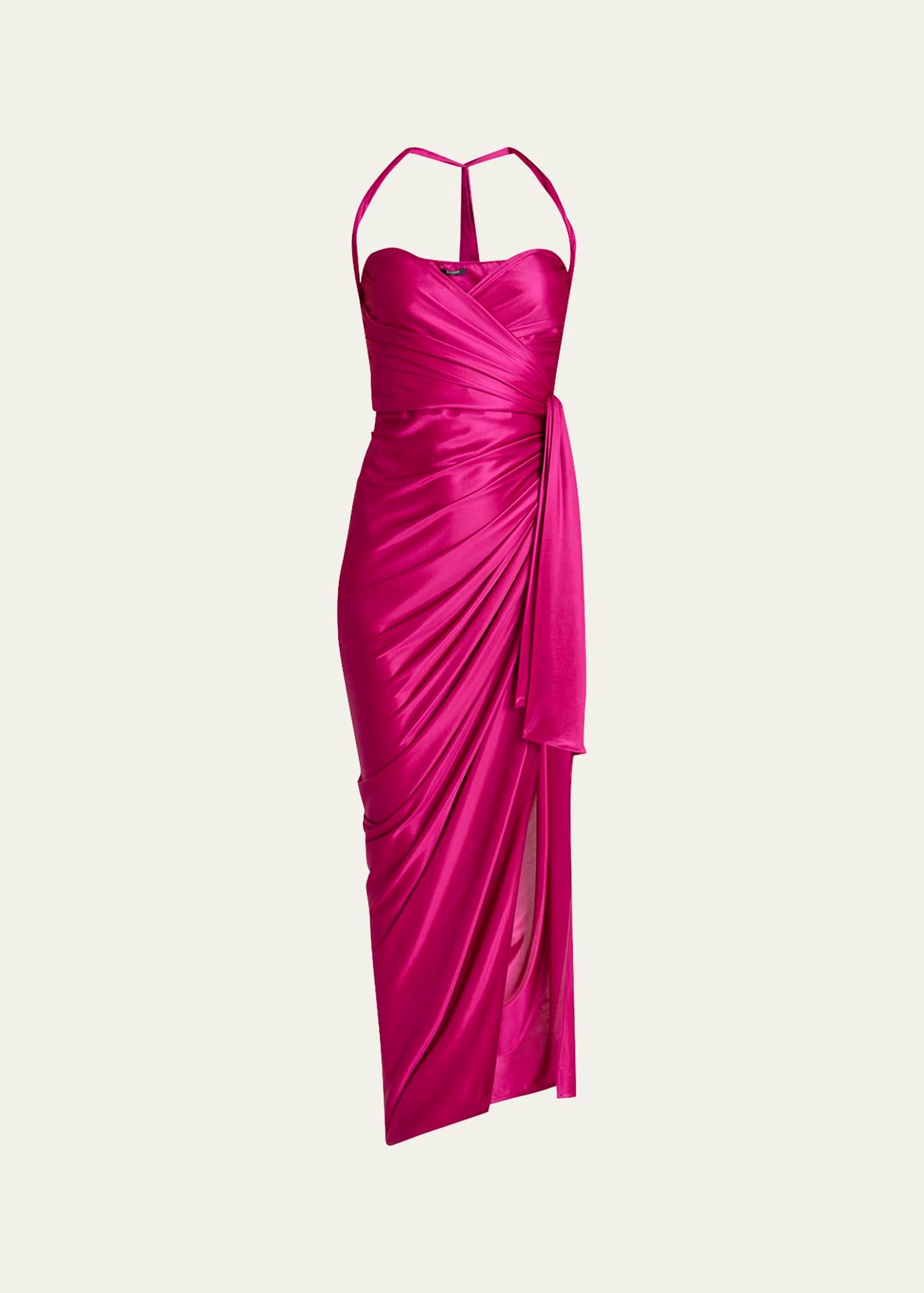 draped slit maxi dress