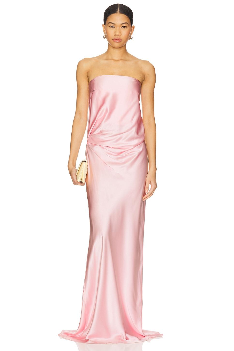 draped strapless gown